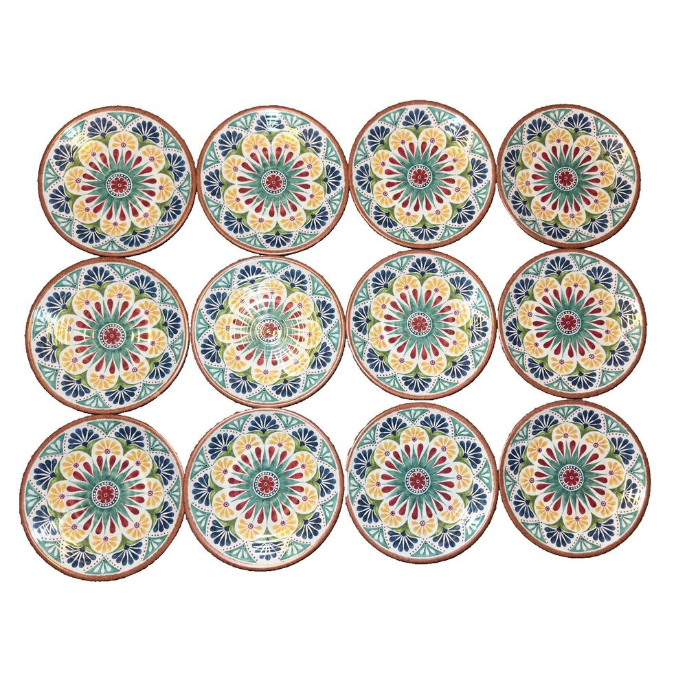 TarHong Rio Medallion Melamine Dinner Plates 10.5" Dishwasher Safe Vibrant LOT